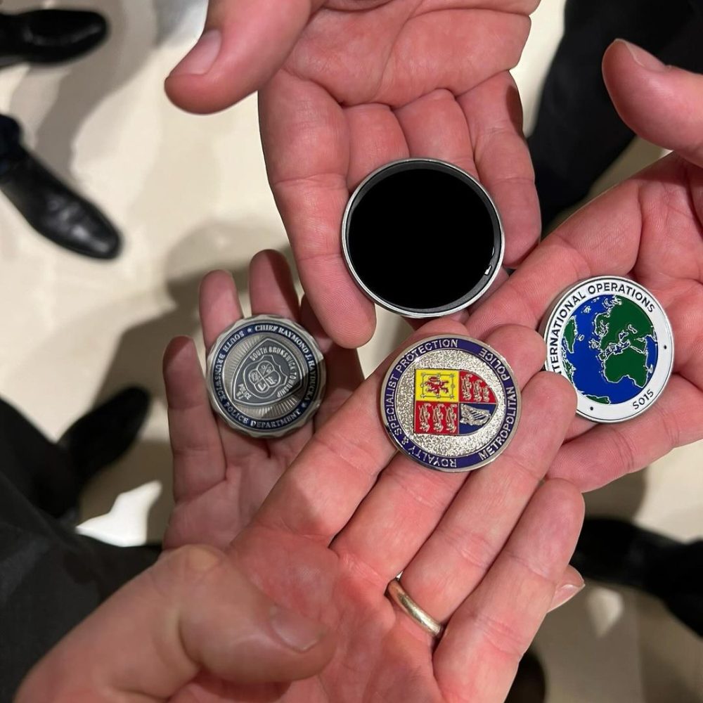 Exchange police challenge coins